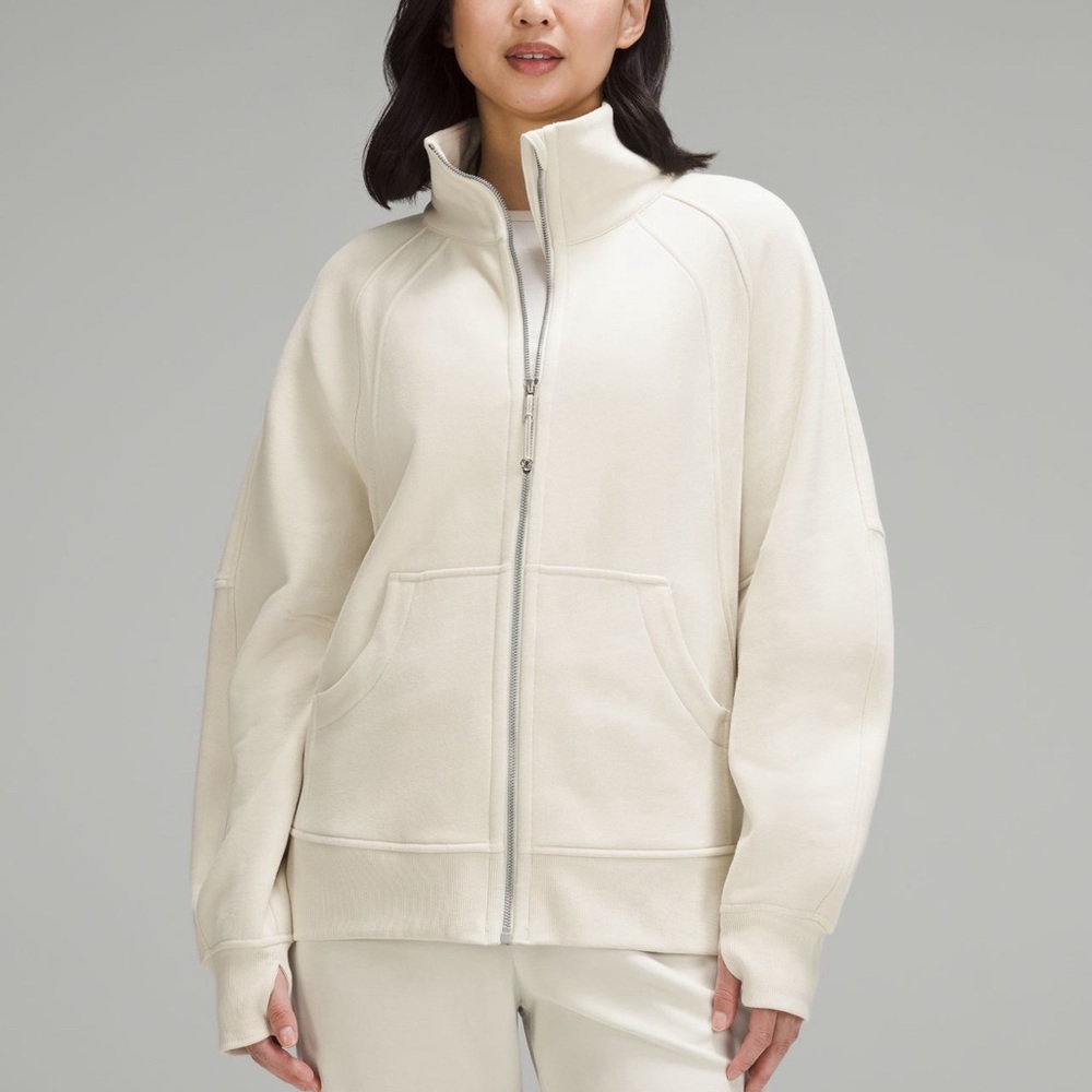 Scuba Oversized Funnel-Neck Full Zip *Long in Bone